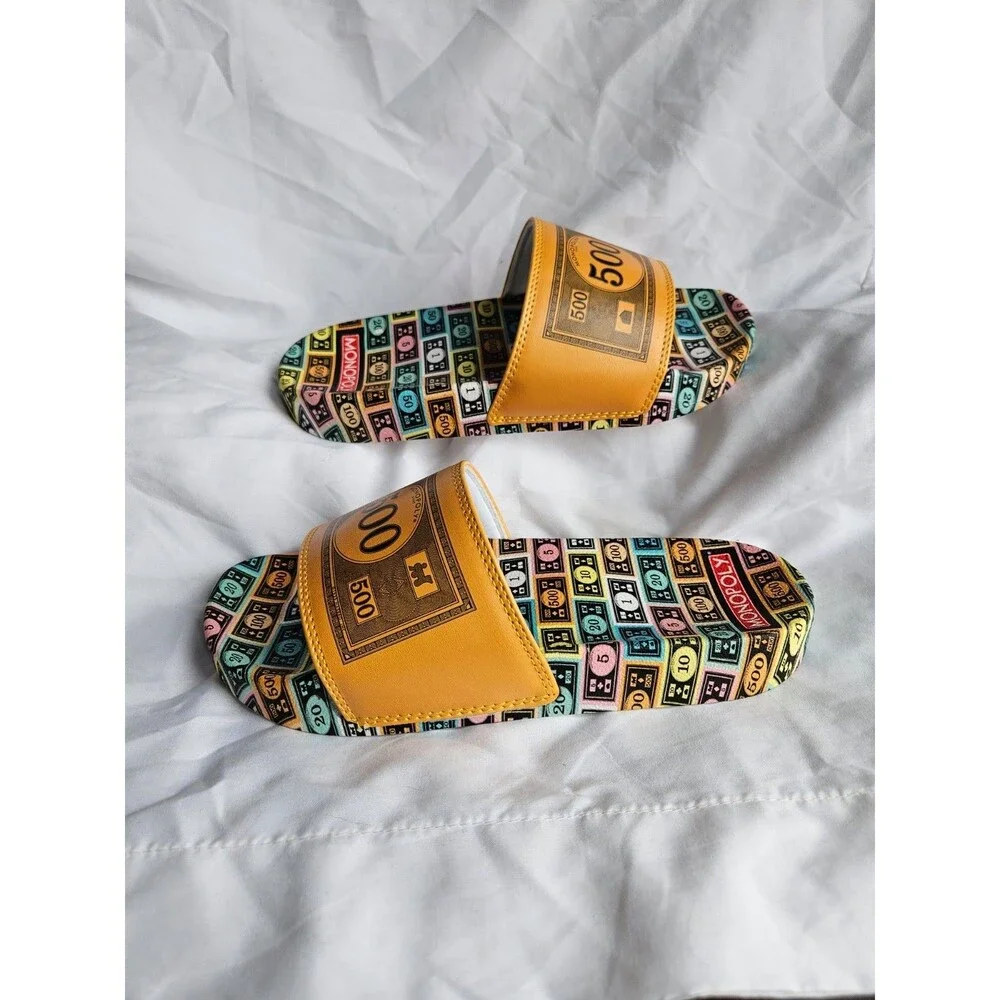 ODD SOX Monopoly Money Slides -Soft Slip-On Sandals- Med Size for Men‎ & Women
